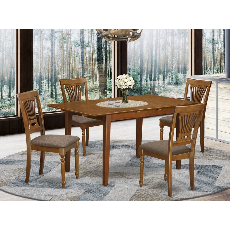 Lark Manor Adonica Butterfly Leaf Solid Wood Dining Set Wayfair 0839